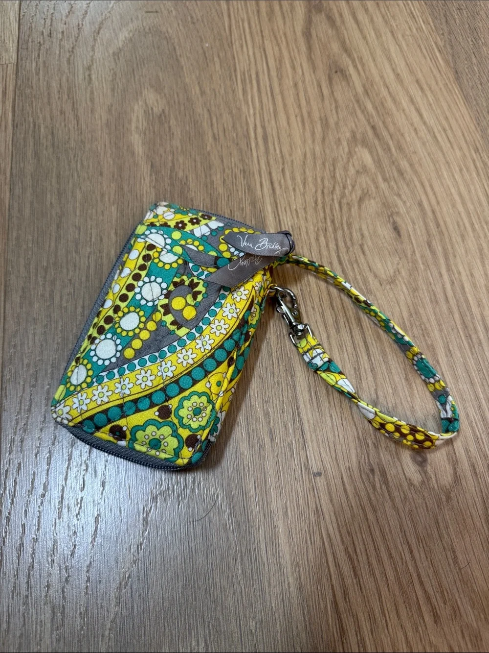 Vera Bradley Yellow & Green Floral Wristlet Wallet with Strap
